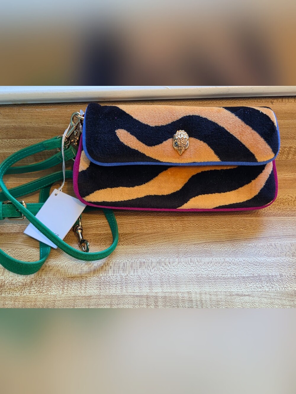 Kurt Geiger NWT Tiger Suede The Pickle" W/2 Straps & Dustbag - Picture 2 of 8